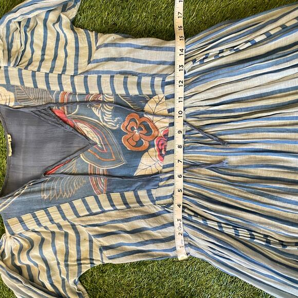 Rare 70s Cotton Gauze Made In India Floral Stripe Dress Sz S Please Read Descrip - Picture 15 of 16